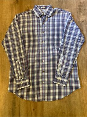 Peter Millar Plaid Long Sleeve Shirt Men's L Cotton Button-Down Southern Preppy